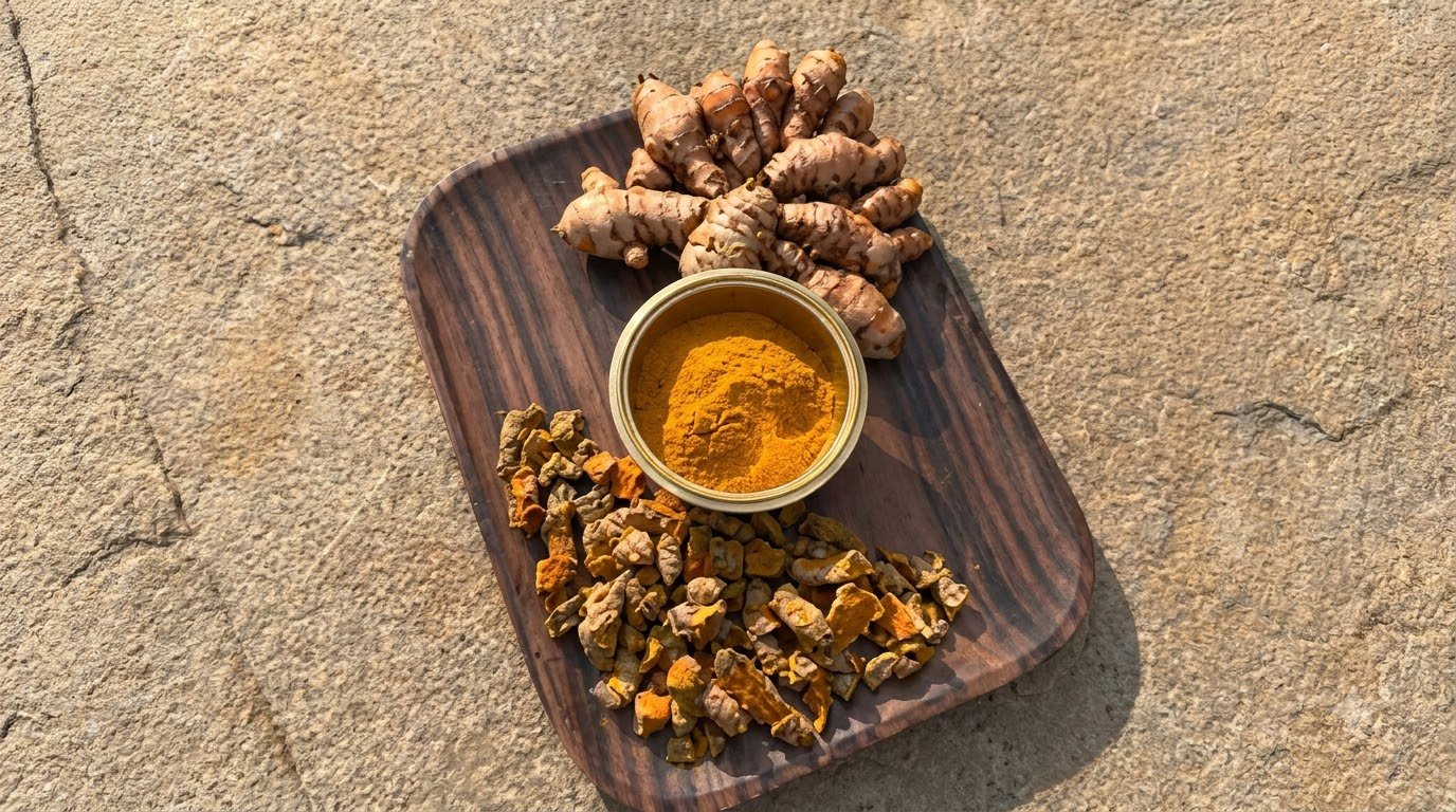 Certified organic turmeric powder packed in bags ready for export to the United States